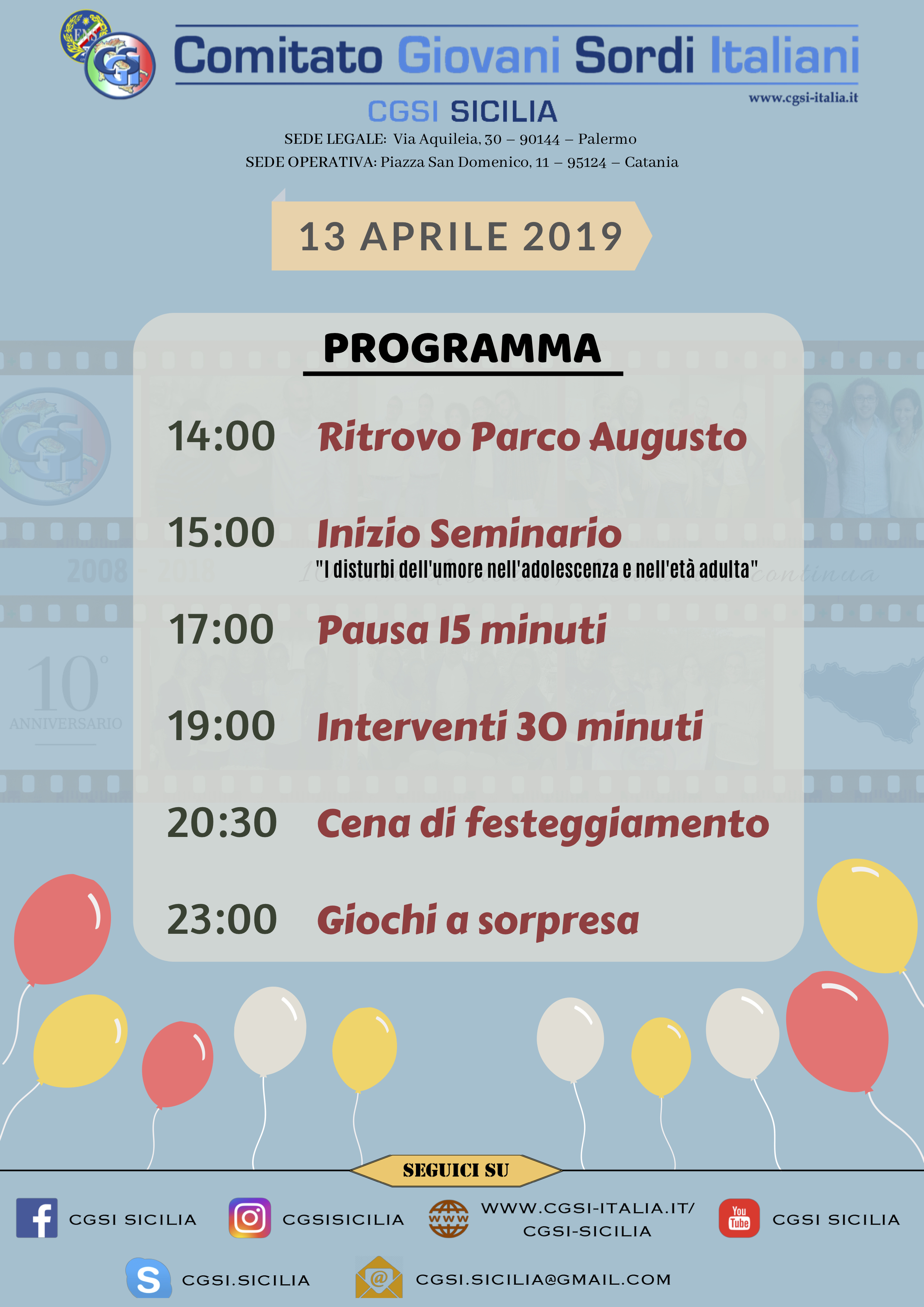 Programma 10 Anniversario CGSI Sicilia 13 Aprile 2019